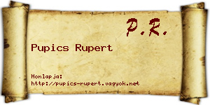 Pupics Rupert névjegykártya